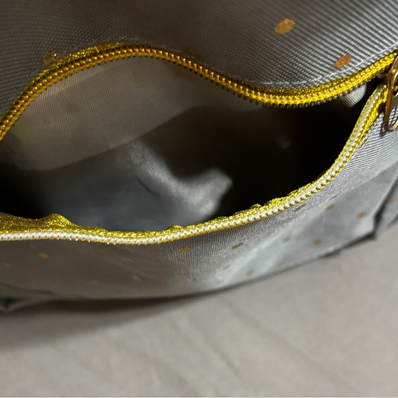 Gray and Gold Polka Dot  Backpack - Picture 7 of 11